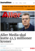 Aller Media skal kutte 41,5 millioner kroner