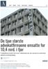 De tjue største advokatfirmaene omsatte for 10,4 mrd. i fjor