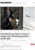 Facebook og News Corp er enige om betalingsavtale i Australia