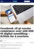Facebook vil gi norske redaktører over 400 000 til digital omstilling: - Kritisk for å overleve