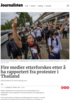Fire medier etterforskes etter å ha rapportert fra protester i Thailand