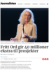 Fritt Ord gir 40 millioner ekstra til prosjekter