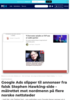 Google Ads slipper til annonser fra falsk Stephen Hawking-side - målrettet mot nordmenn på flere norske nettsteder
