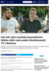 Her blir den russiske journalisten Nikita slått ned under direktesendt TV i Moskva