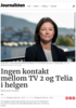 Ingen kontakt mellom TV 2 og Telia i helgen
