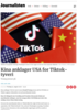 Kina anklager USA for Tiktok-tyveri