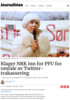Klager NRK inn for PFU for omtale av Twitter-trakassering