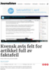 Kvensk avis felt for artikkel full av faktafeil