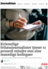 Kvinnelige frilansjournalister tjener 11 prosent mindre enn sine mannlige kollegaer