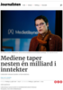 Mediene taper nesten én milliard i inntekter