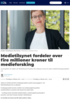 Medietilsynet fordeler over fire millioner kroner til medieforsking