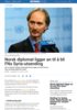 Norsk diplomat ligger an til å bli FNs Syria-utsending