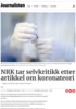 NRK tar selvkritikk etter artikkel om koronateori