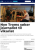 Nye Troms søker journalist til vikariat