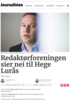 Redaktørforeningen sier nei til Helge Lurås