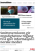 Smittevernloven gir myndighetene tilgang til å spre informasjon i norske medier