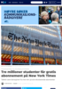 Tre millioner studenter får gratis abonnement på New York Times