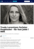 Trude Lorentzen forlater Dagbladet - får fast jobb i NRK