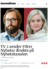 TV 2 sender Filter Nyheter direkte på Nyhetskanalen