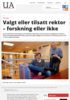 Valgt eller tilsatt rektor - forskning eller ikke