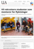 Vil rekruttere studenter som mentorer for flyktninger